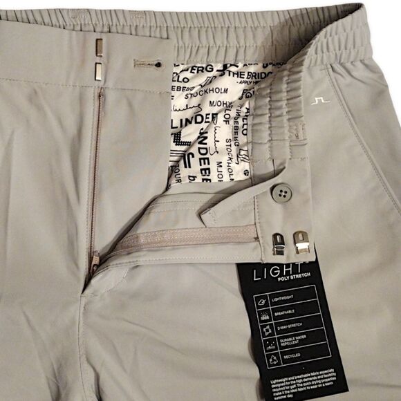 J. LINDEBERG Dex-Light Poly Stretch Shorts, Size 34, Stone Grey, NWT - Picture 3 of 9